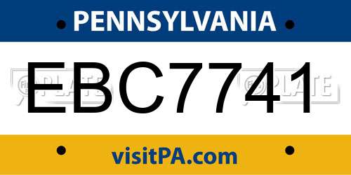 EBC7741 Pennsylvania License Plate