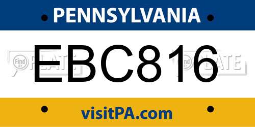 EBC816 Pennsylvania License Plate