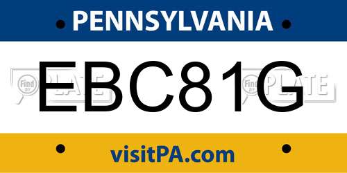 EBC81G Pennsylvania License Plate