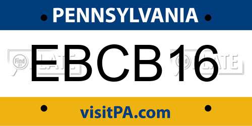 EBCB16 Pennsylvania License Plate