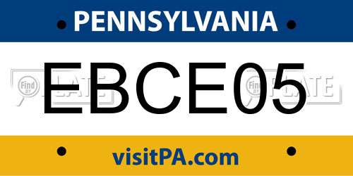 EBCE05 Pennsylvania License Plate