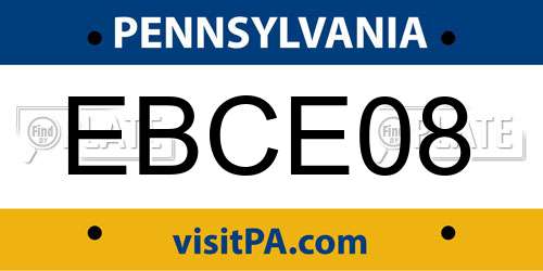 EBCE08 Pennsylvania License Plate