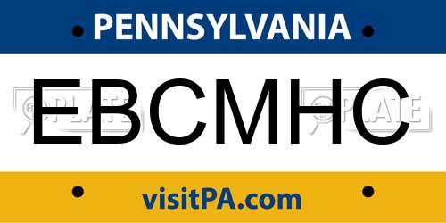 EBCMHC Pennsylvania License Plate