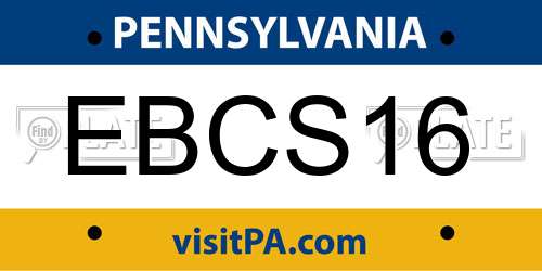 EBCS16 Pennsylvania License Plate