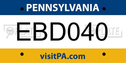 EBD040 Pennsylvania License Plate
