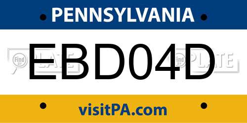EBD04D Pennsylvania License Plate