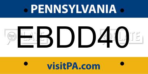 EBDD40 Pennsylvania License Plate