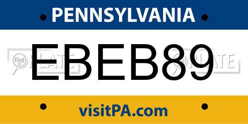 EBEB89 Pennsylvania License Plate