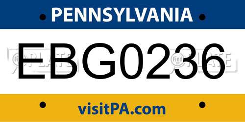 EBG0236 Pennsylvania License Plate