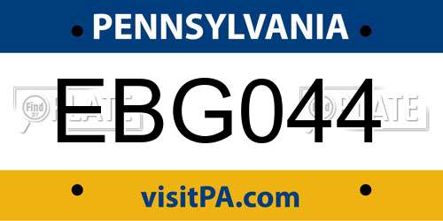 EBG044 Pennsylvania License Plate