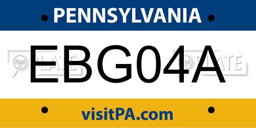 EBG04A Pennsylvania License Plate