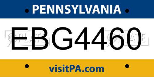 EBG4460 Pennsylvania License Plate