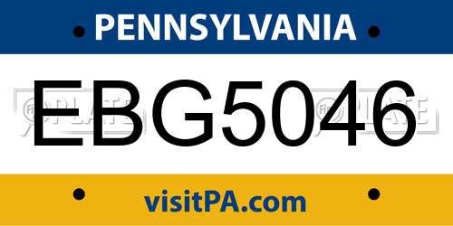 EBG5046 Pennsylvania License Plate