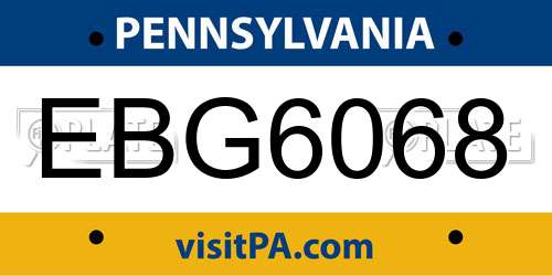 EBG6068 Pennsylvania License Plate