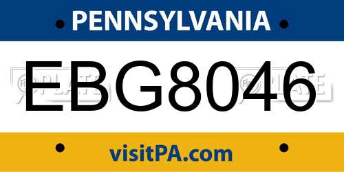 EBG8046 Pennsylvania License Plate