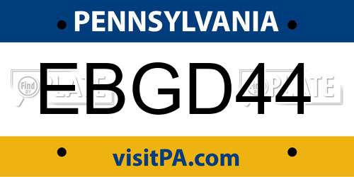 EBGD44 Pennsylvania License Plate