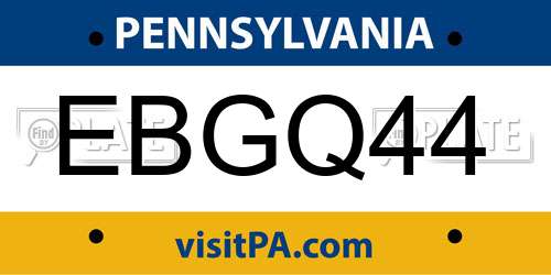 EBGQ44 Pennsylvania License Plate
