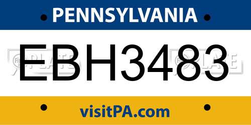 EBH3483 Pennsylvania License Plate