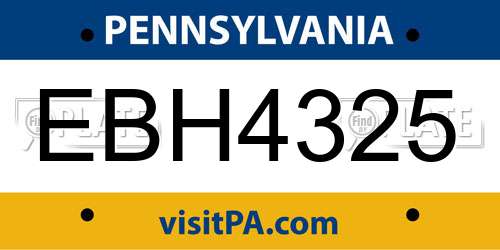EBH4325 Pennsylvania License Plate