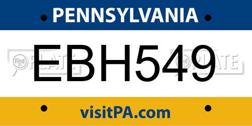 EBH549 Pennsylvania License Plate