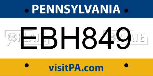 EBH849 Pennsylvania License Plate