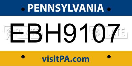 EBH9107 Pennsylvania License Plate