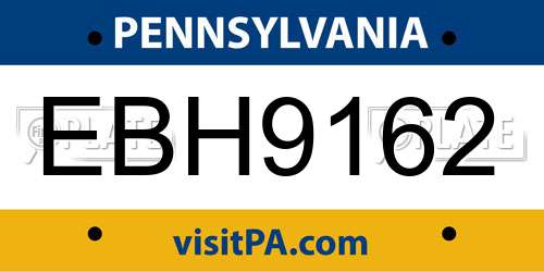 EBH9162 Pennsylvania License Plate