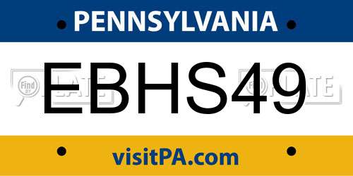 EBHS49 Pennsylvania License Plate