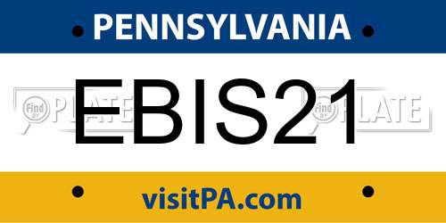 EBIS21 Pennsylvania License Plate