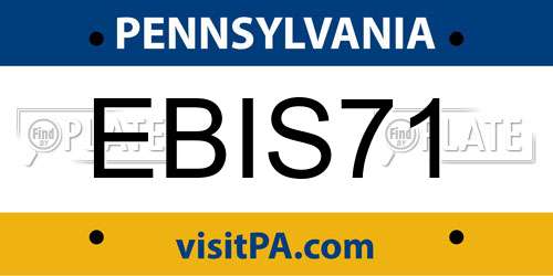EBIS71 Pennsylvania License Plate