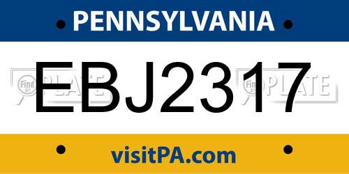 EBJ2317 Pennsylvania License Plate