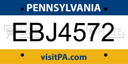 EBJ4572 Pennsylvania License Plate