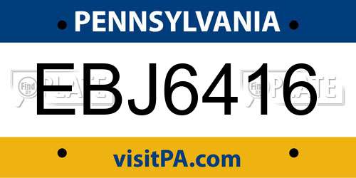 EBJ6416 Pennsylvania License Plate