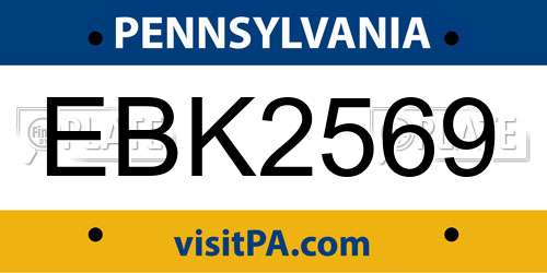 EBK2569 Pennsylvania License Plate