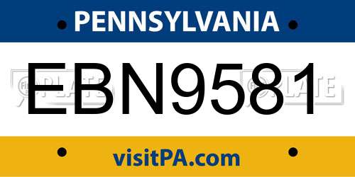 EBN9581 Pennsylvania License Plate
