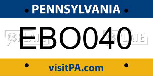 EBO040 Pennsylvania License Plate