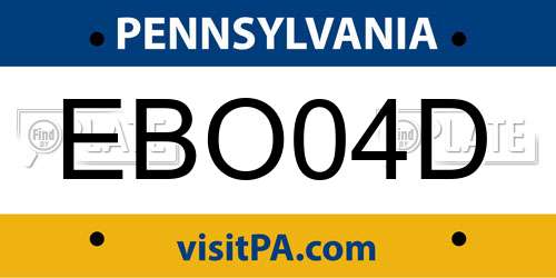 EBO04D Pennsylvania License Plate
