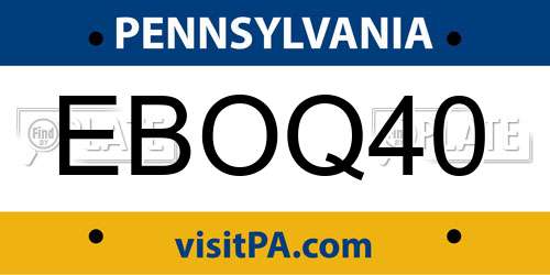 EBOQ40 Pennsylvania License Plate