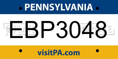 EBP3048 Pennsylvania License Plate