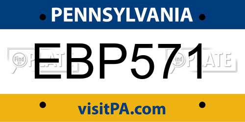 EBP571 Pennsylvania License Plate