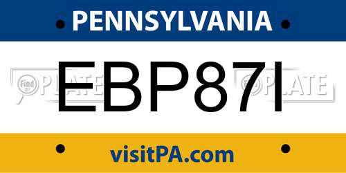 EBP87I Pennsylvania License Plate