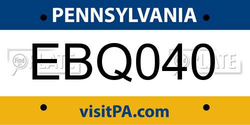 EBQ040 Pennsylvania License Plate