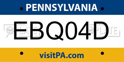 EBQ04D Pennsylvania License Plate