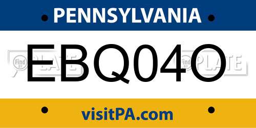 EBQ04O Pennsylvania License Plate