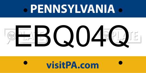 EBQ04Q Pennsylvania License Plate