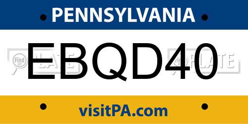 EBQD40 Pennsylvania License Plate