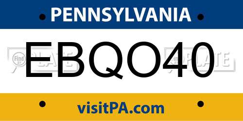 EBQO40 Pennsylvania License Plate
