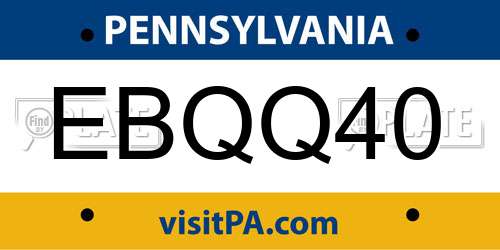 EBQQ40 Pennsylvania License Plate