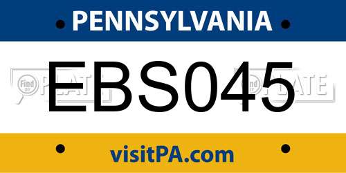 EBS045 Pennsylvania License Plate