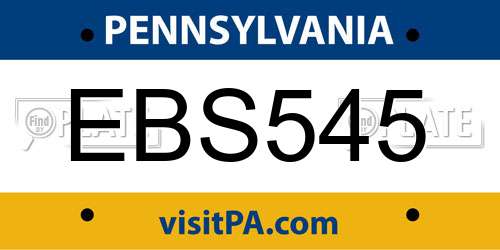EBS545 Pennsylvania License Plate